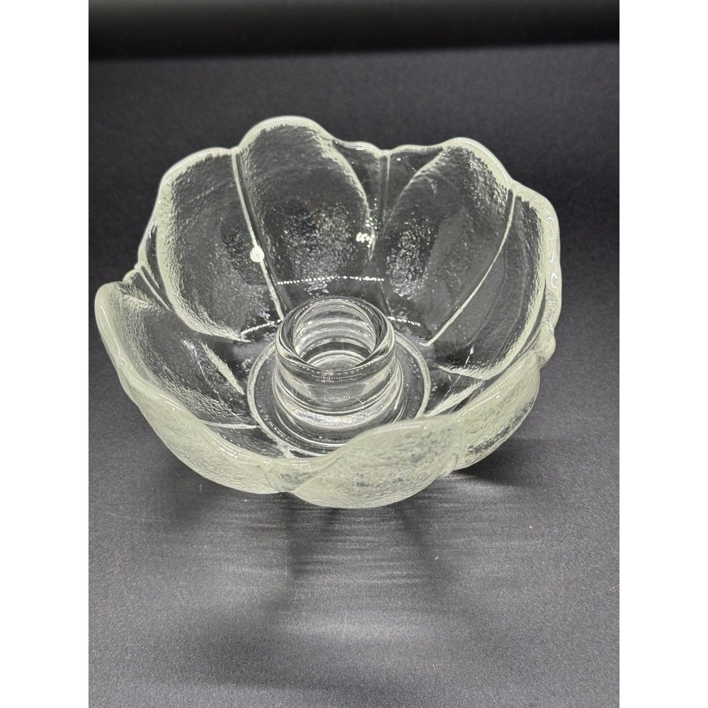Vintage‎ Clear Frosted Glass Flower Tulip Taper Candle Holder Anchor Hocking